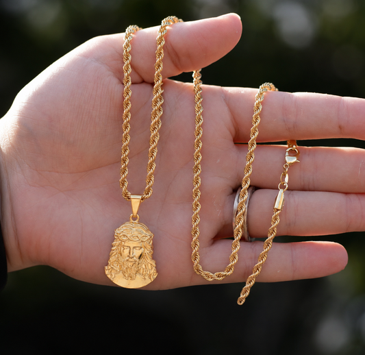 Cadena Lazo 60cm + Dije Rostro + Pulsera Gratis