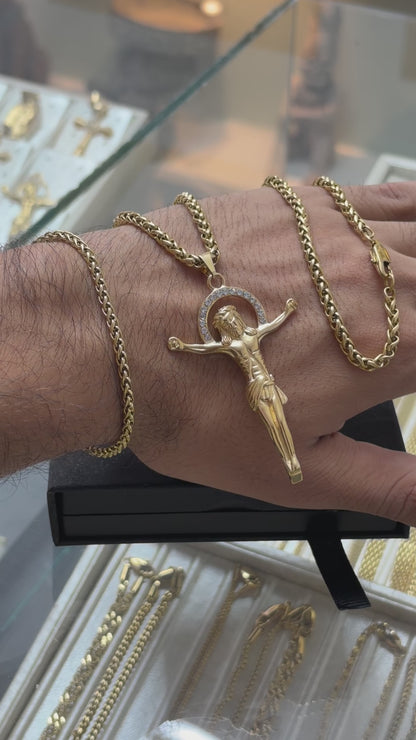 Cadena Trigo 65cm + Dije Salvador + Pulsera Gratis